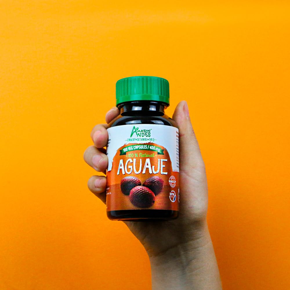 Amazon Andes Aguaje Capsules - Female Health Supporter and Hormone Balancer - Wild Harvested in Peru and sustainably sourced - Non GMO, Fairly traded & Gluten Free - Buriti 100 Vegan Pills (400mg)