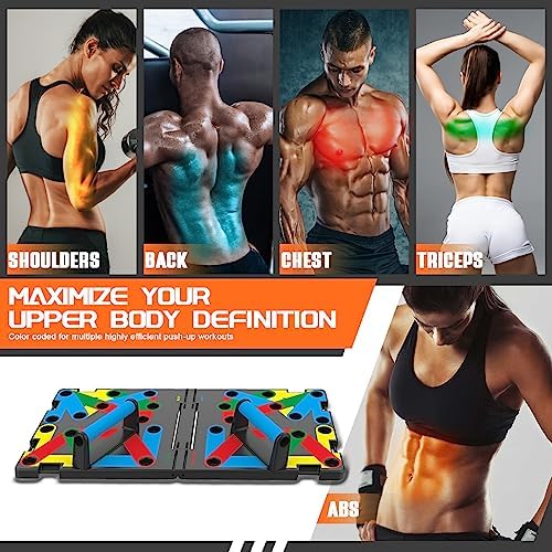 Solid Push Up Board 15 in 1 Home Workout Equipment Multi-Functional Pushup Stands System Fitness Floor Chest Muscle Exercise Professional Equipment Burn Fat Strength Training Arm Men & Women Weights