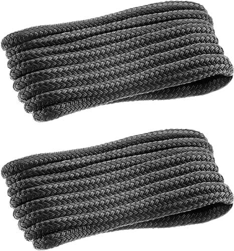 Dock Lines: 1/2" x 35' Double Braided Nylon Boat Dock Lines - Premium Boat Ropes for Secure Docking with 12" Loop - Marine Grade Boat Rope/Dock Line, Sturdy and Hi-Performance - 2 Pack