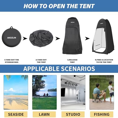 AKOZLIN Portable Pop Up Shower Tent Instant Privacy Dressing Changing Tent Outdoor Shower Room Camp Toilet Tent
