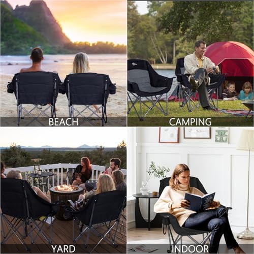 Oversized XL Camping Chairs for Adults Heavy Duty Suproot 500 lbs Outdoor Folding Chairs Padded Portable Lawn Chairs Camp Chairs with Cup Holder