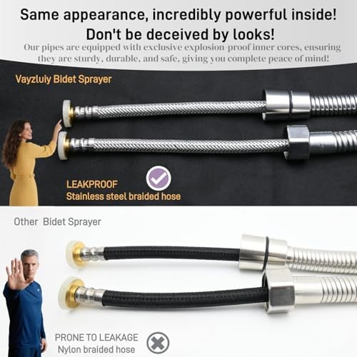 Handheld Toilet Bidet Sprayer for Toilet-Adjustable Water Pressure Control with Bidet Hose for Feminine Wash, Stainless Steel Brushed Nickel Cloth Diaper for Baby Wash (Stainless Steel, 1)