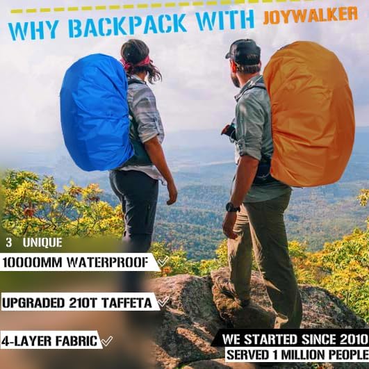 Joy Walker Waterproof Backpack Rain Cover, 10000mm Waterproof Level, Upgraded Anti-Slip Cross Buckle Straps, Four Strengthened Layers for Hiking Camping Traveling