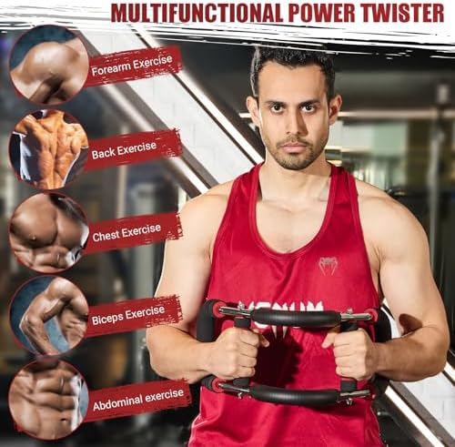 Twister Arm Trainer, Adjustable Twister Arm Chest Exerciser with 4 Spring & Training Poster for Men & Women, Detachable Power Twister Home Fitness Equipment for Enhancing Upper Body Muscle