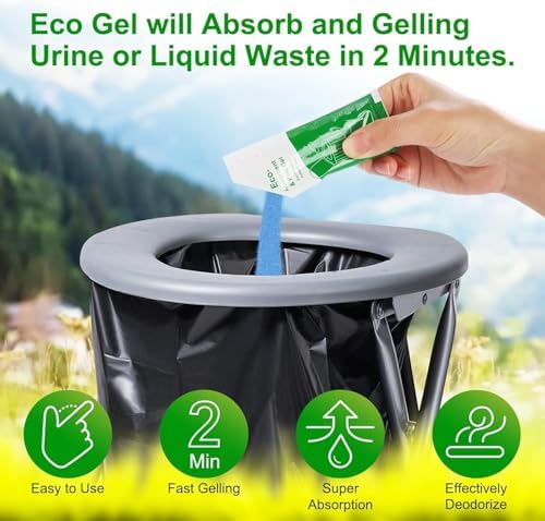 Portable Toilet Absorbent Gel Powder, Poo Gel for Camping Toilet Powder, Poo Urine Powder for Potty Bags, Poo Deodorizing Treatment for Outdoor Camping Hiking Emergency Toilet (100Pack)