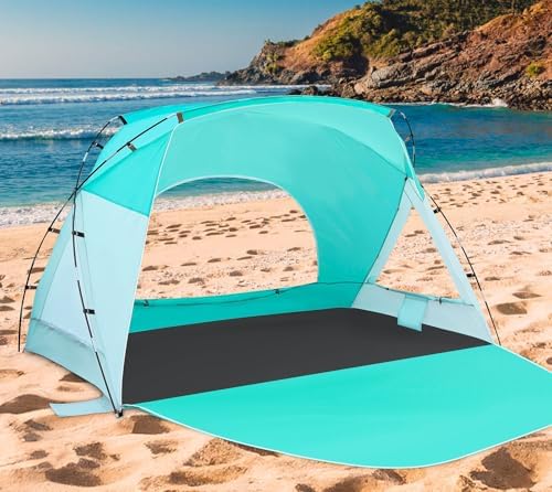 Beach Tent, Portable Sun Shelter for 2/3/4/6-8 Person with UPF 50+ UV Protection, Easy Setup Waterproof Beach Shade Canopy Cabana for Family Outdoor and Picnics, Fishing with Carrying Bag