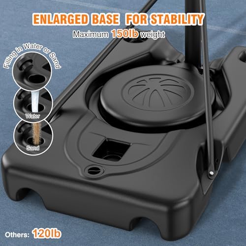 Basketball Hoop Outdoor 10ft Adjustable, Portable Basketball Hoop Goal System for Kids Youth and Adults in Backyard/Driveway/Indoor, 44 Inch Shatterproof Backboard and Larger Base