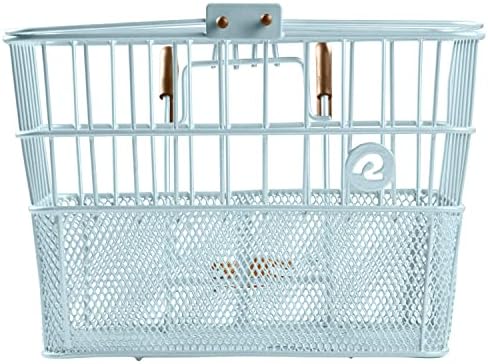 Retrospec Apollo Detachable Front Bike Basket Steel Half-Mesh with Integrated Detachable Hooks and Built-In Handle, Easy Assembly and Portability for Bicycles