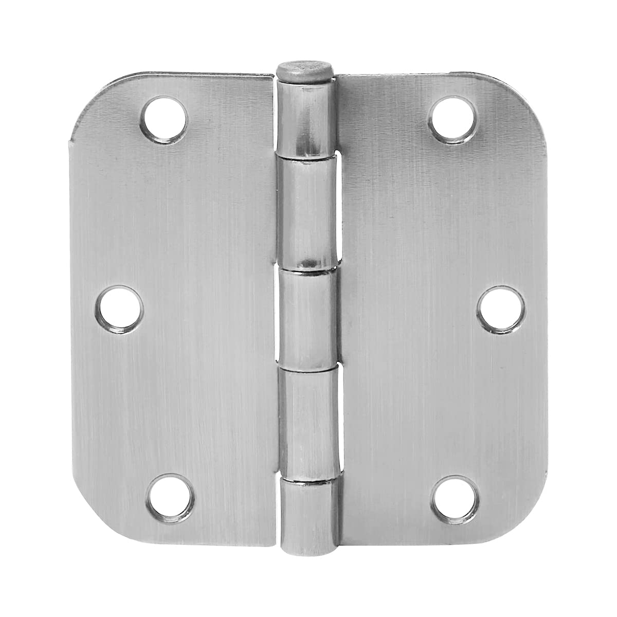 Amazon Basics Rounded Interior Door Hinges with Screws, 3.5" x 3.5", Satin Nickel, Curved Corners, 18-Pack