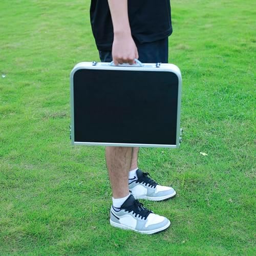 Small Folding Table 2 Foot, Portable Camping Table with Mesh Holders,Lightweight Aluminum Adjustable Height, with Carry Handle for Camping Picnic Indoor Outdoor, White 24 x 16 inch (Black