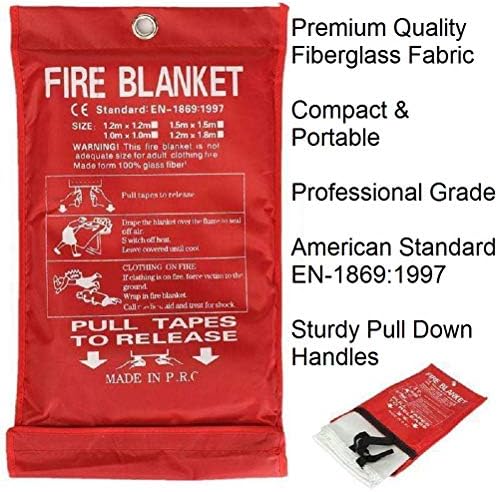 5 Pack 39.9x39.3 Fire Blanket Fire Suppression Blanket | Fiberglass Fire Blankets Emergency for People Flame Retardant Fireproof Survival Safety Kitchen, Fireplace, Car, Office, Warehouse