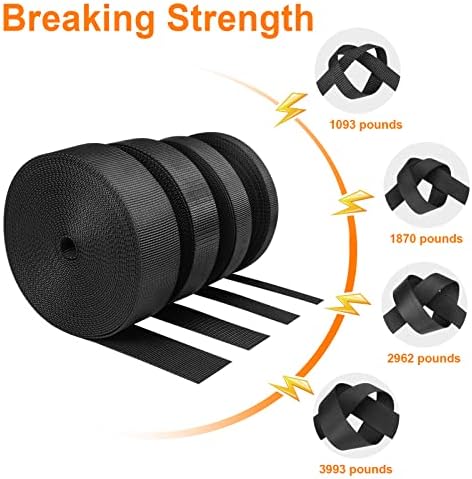 Heavy Duty Nylon Webbing Strap 12 Yards, Heavyweight Nylon Straps, Flat Webbing Strapping for Outdoor DIY Gear Repair