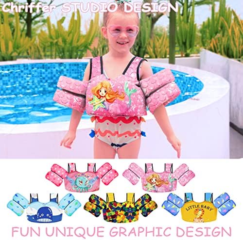 Chriffer Kids Swim Vest Life Jacket for 22-66 Pounds Boys and Girls, Toddler Floaties with Shoulder Harness Arm Wings for 2,3,4,5,6,7 Years Old Baby