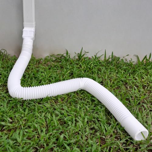 7ft Long Gutter Downspout Extensions, 3” Gutter Downspout Extender Pipe for 2"×3" Downspout and 3"×4"Downspout, Flexible Pipe Stretched Length 7ft, White,2-Pack
