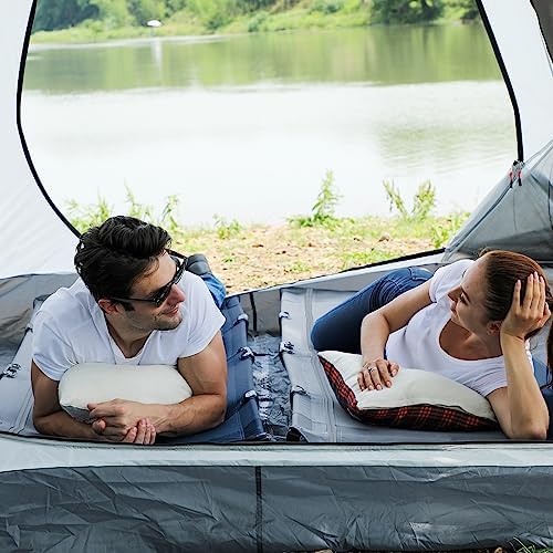 TIMBER RIDGE Lightweight Aluminum Camping Cot, 20-Second Quick Set-Up Folding Cot with Zipper Closure, Portable Carry Bag Included for Camping, Travel and Outdoors, Support up to 225lbs, Blue