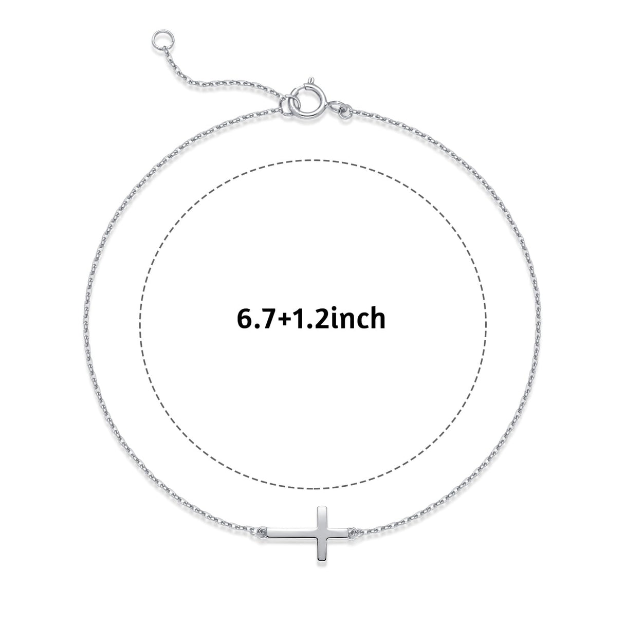 LUCA SMITH Cross Pendant Bracelet - Elegant Jewelry for Men & Women,925 Sterling Silver, Adjustable Chain Stackable Bracelets (silver)