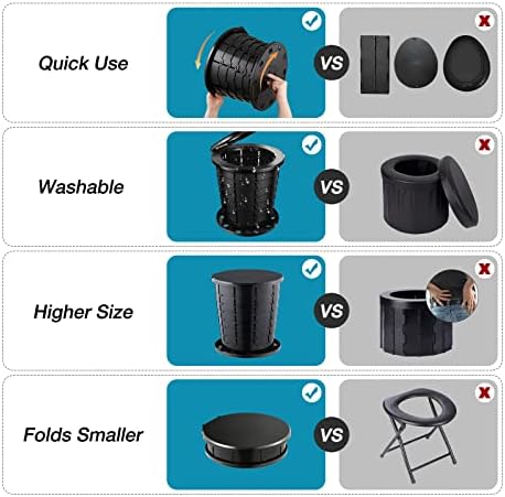 TRIPTIPS Upgrade Retractable Portable Toilet Travel Toilet Adjustable Height Camping Toilet Portable Potty for Adults Kids, Foldable Portable Toilet for Camping/Car