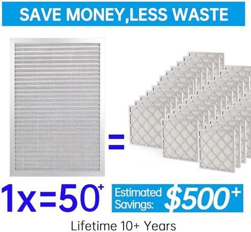 UBeesize 14x20x1 Reusable Electrostatic Air Filter HVAC AC Furnace Filter,MERV 8, Washable, Lasts a Lifetime,Permanent Air Filter,Breathe Fresher,Home And Office(Actual Size:13.5x19.5x0.82 Inch)