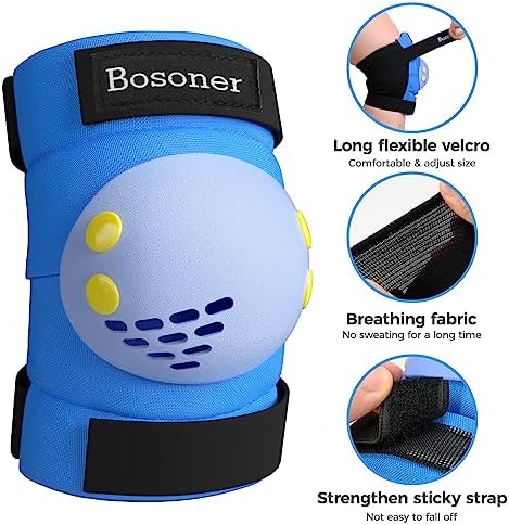 BOSONER Kids/Youth Knee Pads Elbow Pads Wrist Guards Set for 3-15 Years, Child Protective Gear Set for Roller Skates, Cycling, BMX Bike, Skateboard, Inline Skating, Scooter Riding Sports…