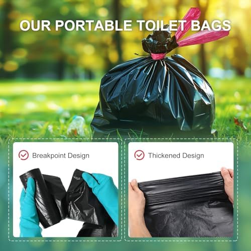 Portable Toilet Bags Drawstring 8 Gallon ,Camping Toilet Bags Toilet Trash Bags Leak-Proof, Waste Bags for Camping, Hiking, Traveling,Emergency, Outdoor Activities