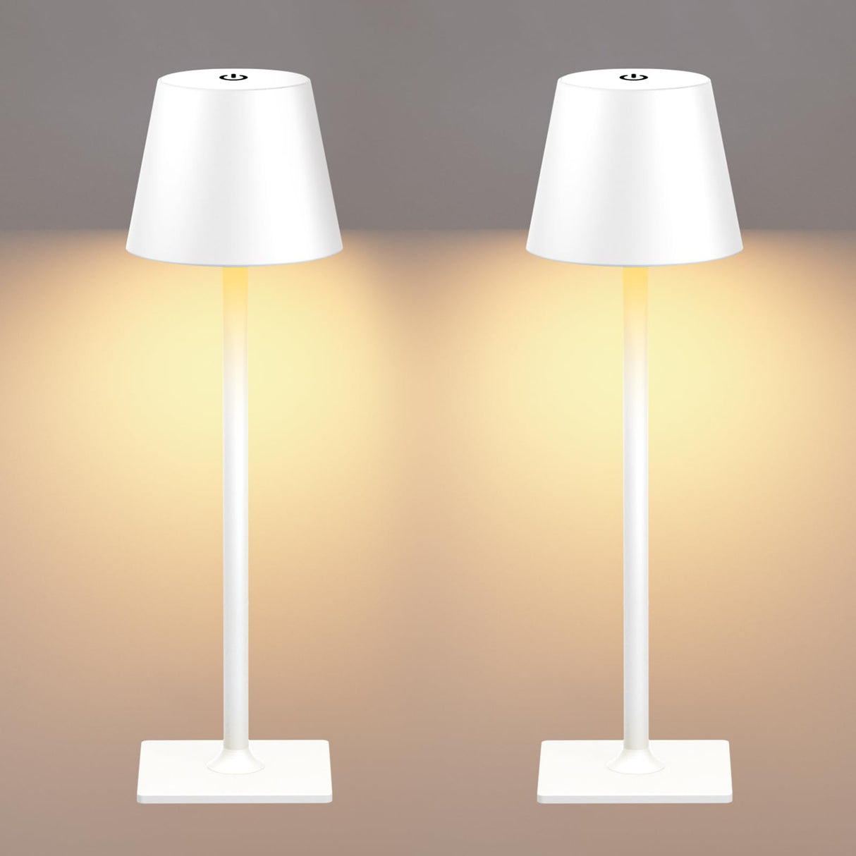 Yogaret White Cordless Table Lamp Set of 2 for Patio Restaurant Home Dinner Kitchen