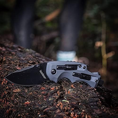 Kershaw Shuffle DIY Compact Multifunction Pocket Knife (8720), 2.4 Inch 8Cr13MoV Steel Blade with Black Oxide Coating, Every Day Utility Knife with Carbon Strength and High Tech Function, 3.5 oz.,Gray