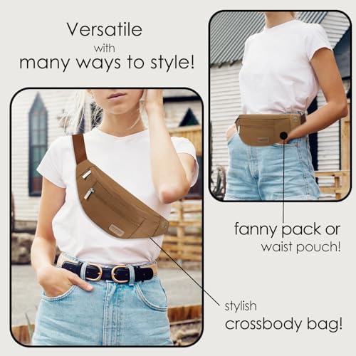 MAXTOP Large Crossbody Fanny Pack with 4-Zipper Pockets,Gifts for Enjoy Sports Festival Workout Traveling Running Casual Hands-Free Wallets Waist Pack Phone Bag Carrying All Phones