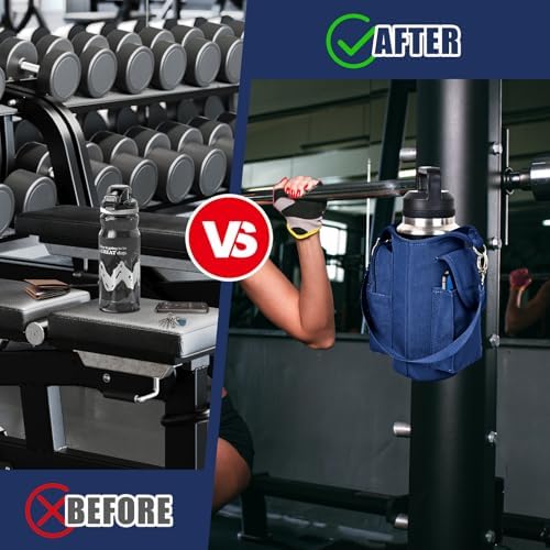 icolor Magnetic Gym Bag Water Bottle Carrier Holder with Phone Pockets & Shoulder Strap,5 Built-in Magnets Gym Bottle Pouch Sleeve,Magnetic Bag Gym Accessories Organizer for Men Women