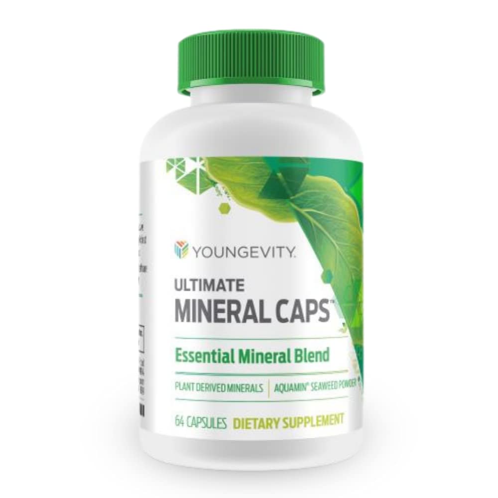 Youngevity Ultimate Mineral Caps™ - 70+ Essential Full Spectrum Trace Minerals - Nutrient-Dense, Derived from Humic & Aquamin Seaweed (64 Capsule)