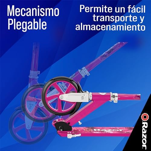 Razor A5 Lux Kick Scooter for Kids Ages 8+ - 8" Urethane Wheels, Anodized Finish Featuring Bold Colors and Graphics, for Riders up to 220 lbs