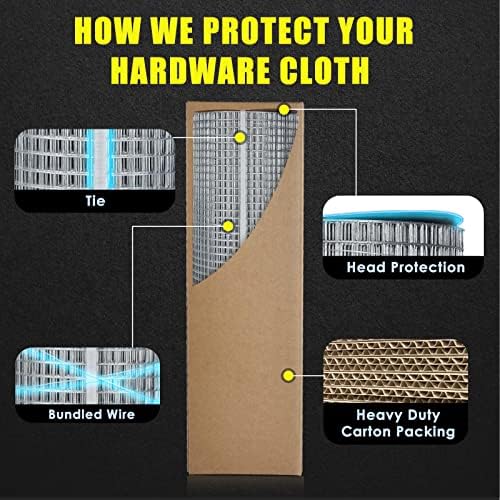 GoldPeak Galvanized Hardware Cloth 1/2 inch 36 x 100 ft 19 Gauge, Hot-dip Galvanized After Welding, Chicken Wire Fencing Wire Mesh Roll Welded Wire Fence Gopher Wire Cloth Rodent Wire