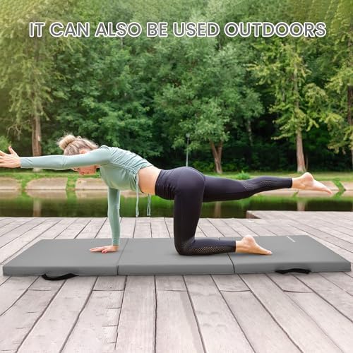 BalanceFrom Folding Gymnastics Mat Home Gym Floor Tumbling Equipment, Multicolor