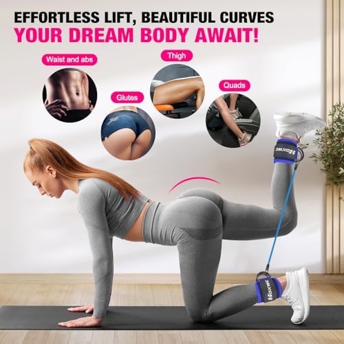 Ankle Resistance Bands with Cuffs, Ankle Bands for Working Out, Ankle Resistance Band for Leg, Booty Workout Equipment for Kickbacks Hip Fitness Training, Exercise Bands for Butt Lift Women