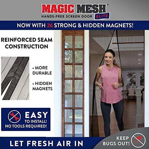 Magic Mesh Elite | Magnetic Screen Door, Heavy Duty, Magnetic Closure, Door Net, Patio Screen, Sliding Door Screen, Bug Screen for Doorways, Kid & Pet Friendly | Size 39" x 83" (Pack of 1)