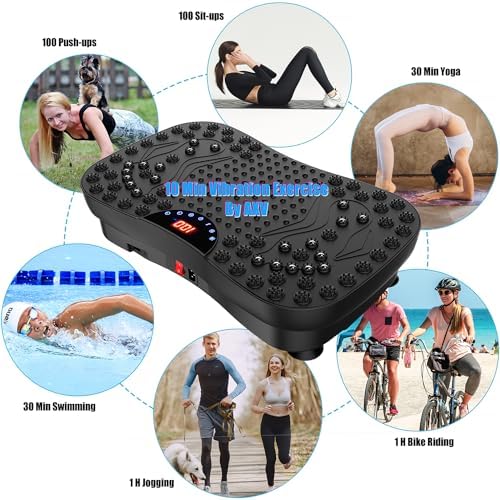 AXV Vibration Plate Exercise Machine Whole Body Workout Portable Mini Vibrate Fitness Platform Lymphatic Drainage Machine for Weight Loss Shaping Toning Wellness Home Gyms Workout (Mini)