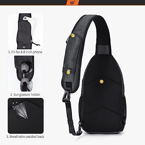 SKYSPER Sling Bag Crossbody Backpack - Chest Shoulder Cross Body Bag Travel Hiking Casual Daypack for Women Men(Black)