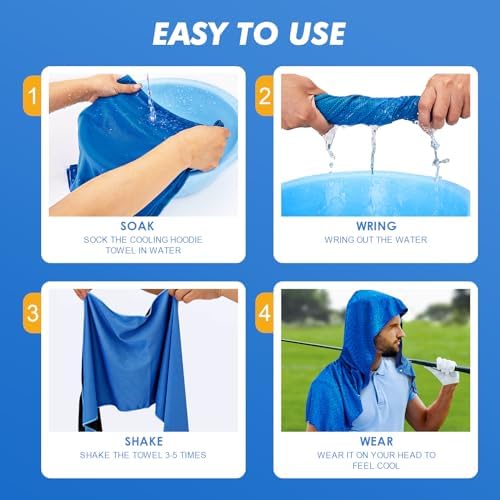 2 Pack Cooling Hoodie Towels, Instant Cooling Towels for Neck and Face, UPF 50 Sun Protection, Ice Towel for Hot Weather, Head Towel for Sports, Camping, Cycling & More Activities