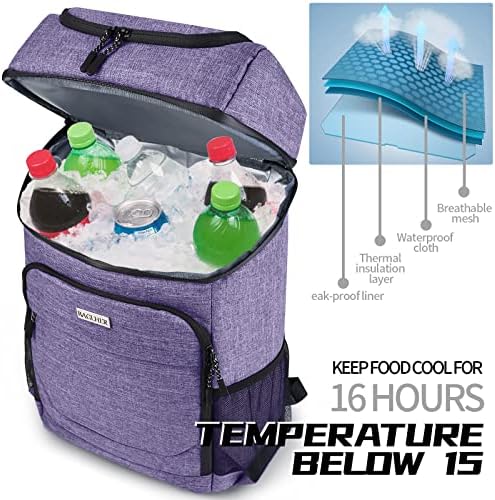 BAGLHER Lightweight Insulated Cooler Backpack - 30 Cans, Leak-Proof for Lunch, Picnic, Hiking, Camping Trips