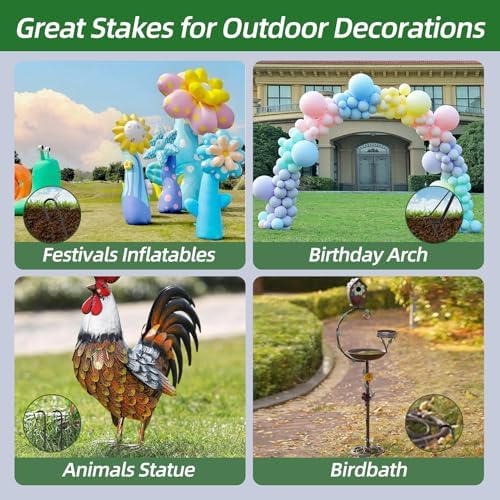 12 Inch Rebar Stakes J Hook Ground Stakes 32-Pack Heavy Duty Galvanized Chain Link Fence Stakes Metal Tent Stakes for Outdoor Lawn Decorations Inflatables Canopy Swing Set