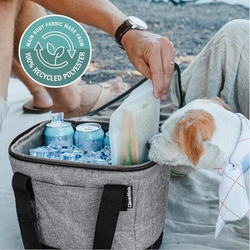 CleverMade Tahoe Collapsible Insulated Cooler Bag – 18 Can Leakproof Soft Cooler for Beach, Travel, Car – Bottle Opener – Cool Gray/Midnight