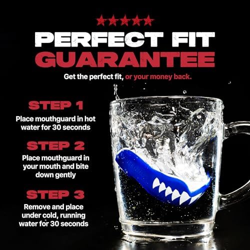 SafeJawz Sports Mouthguard, Dual Layer Premium Mouth Guard with Case for Basketball, Lacrosse, Football, Martial Arts, Hockey, Wrestling, Ice Hockey and All Contact Sports