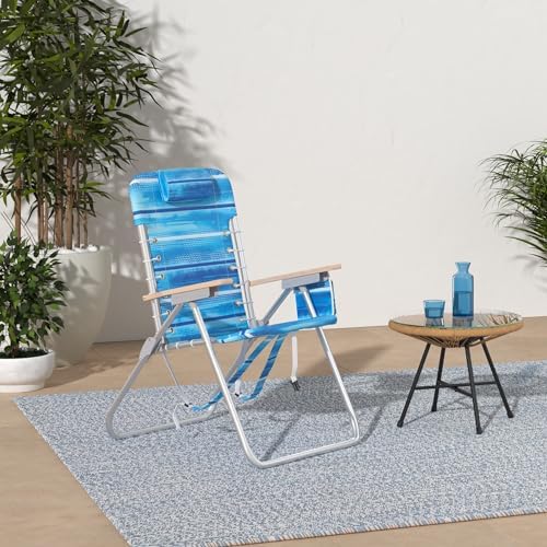 Rio Brands 4-Position Hi-Boy Backpack Beach Chair, Folding Chair for Outdoors, Stripe