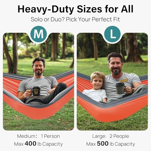 Kootek Camping Hammock 500 lbs Capacity, Portable Hammocks with Tree Straps & Attached Carry Bag, Camping Essentials Gear, Perfect for Outside Indoor Hiking Beach Backpack Travel