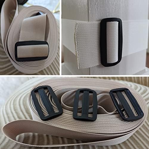 2 Inch Nylon Webbing Strap with Plastic Tri-Glide Slide Clips, 10 25 50 Yards Heavy Duty Nylon Strapping for Indoor or Outdoor Gear, DIY Crafting, Repairing
