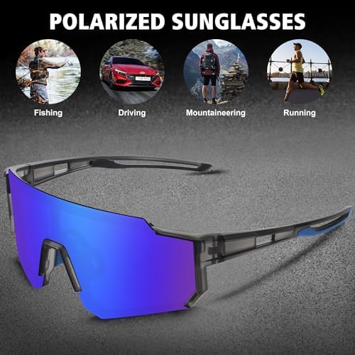 STORYCOAST Polarized Sports Sunglasses for Men Women,Driving Fishing Cycling Mountain Bike Sunglasses UV400 Protection