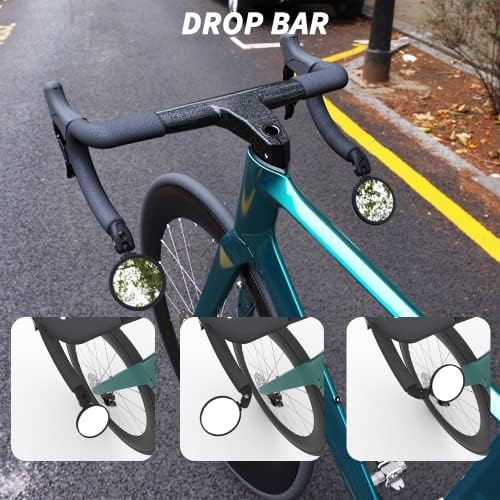 Bike Mirrors,Bike Bar End Mirror, HD Glass Convex Lens Bicycle Rearview Mirror, Safe Cycling Rearview Mirror, Easy to Install
