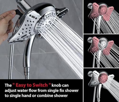 GRICH 2.5GPM Shower Head with Handheld Spray Combo: 2 in 1 Rainfall Shower Heads high pressure & Handheld Shower Head, 9 Spray Modes/Settings Detachable Shower Head with 60 Inch Hose