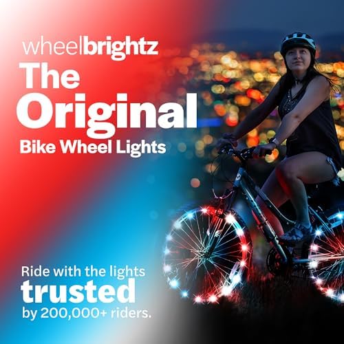 Brightz WheelBrightz LED Bike Wheel Lights - 2025 Edition with Superior Straps & LED-Weatherproof Shield! 14 Colors - Unmatched Durability, Visibility & 48+ Hours of Dazzling Illumination