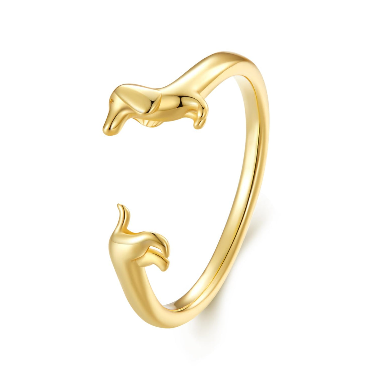 MUNDELL Cute Dachshund Rings 14K Gold Plated Puppy Dog Rings for Women Animal Rings Stacking Ring Statement Ring