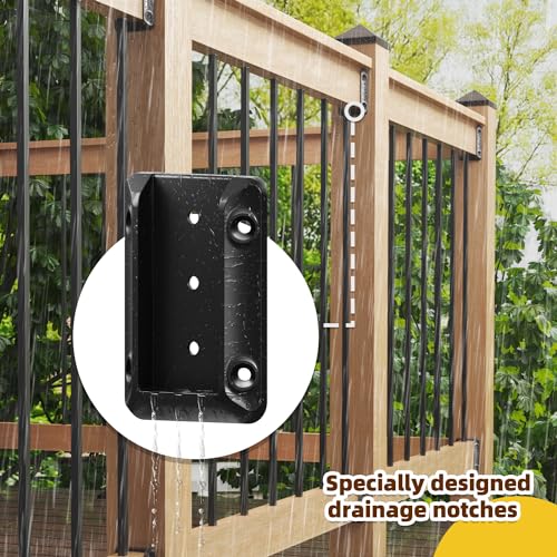 50 Pcs Deck Railing Bracket Connectors for 2"×4“ (Actually 1.5”x3.5“) Wood Post to Handrail Connection, Railing Brackets for Deck Railing with 350 Galvanized Black Screws